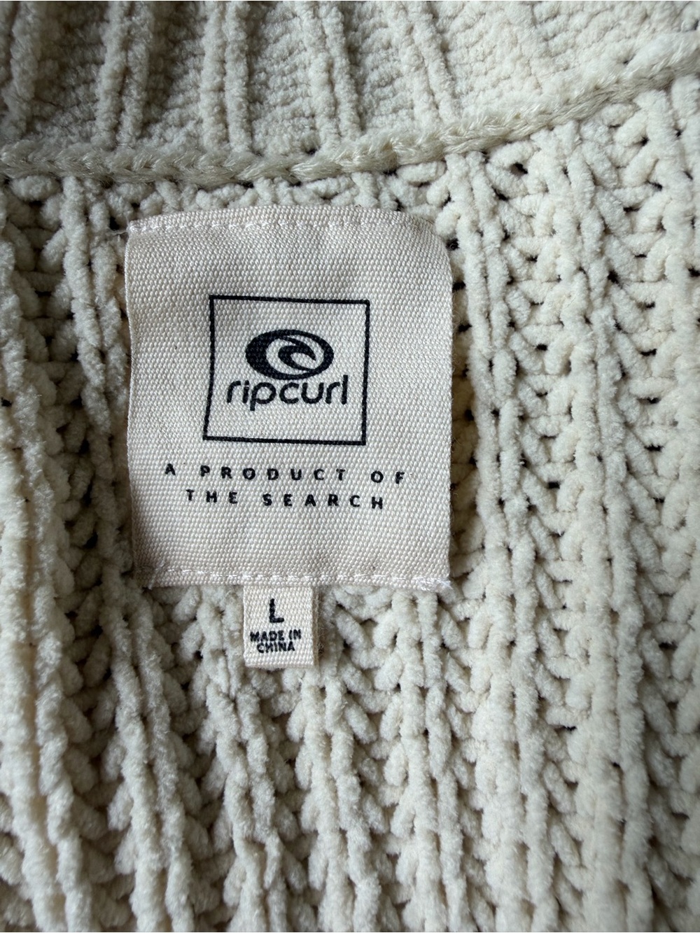 NEW Rip Curl Safari Sun Open Front Cardigan Oversized Ivory Size Large Chunky - Picture 3 of 10